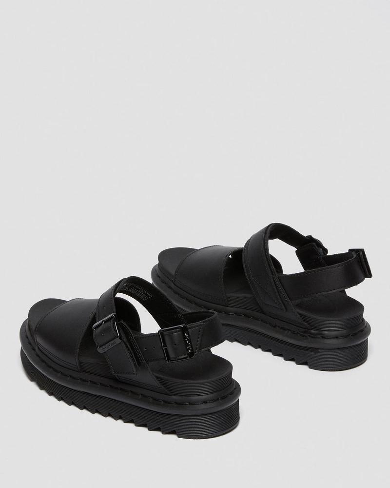 Women's Dr Martens Voss Leather Strap Sandals Black | AU 328VRW